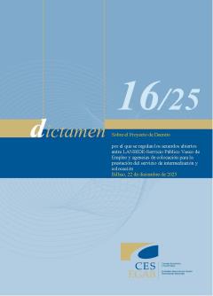 Dictamen 16/25 de 22 de diciembre Proyecto de Decreto por el que se regulan los acuerdos abiertos entre LANBIDE-Servicio Público Vasco de Empleo